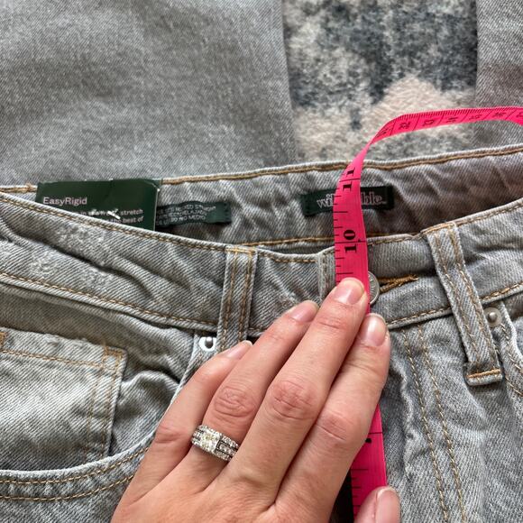 Wild Fable Stretch Mid Rise 90's Relaxed Straight Distress Jeans Gray Women's 00 - Picture 9 of 11